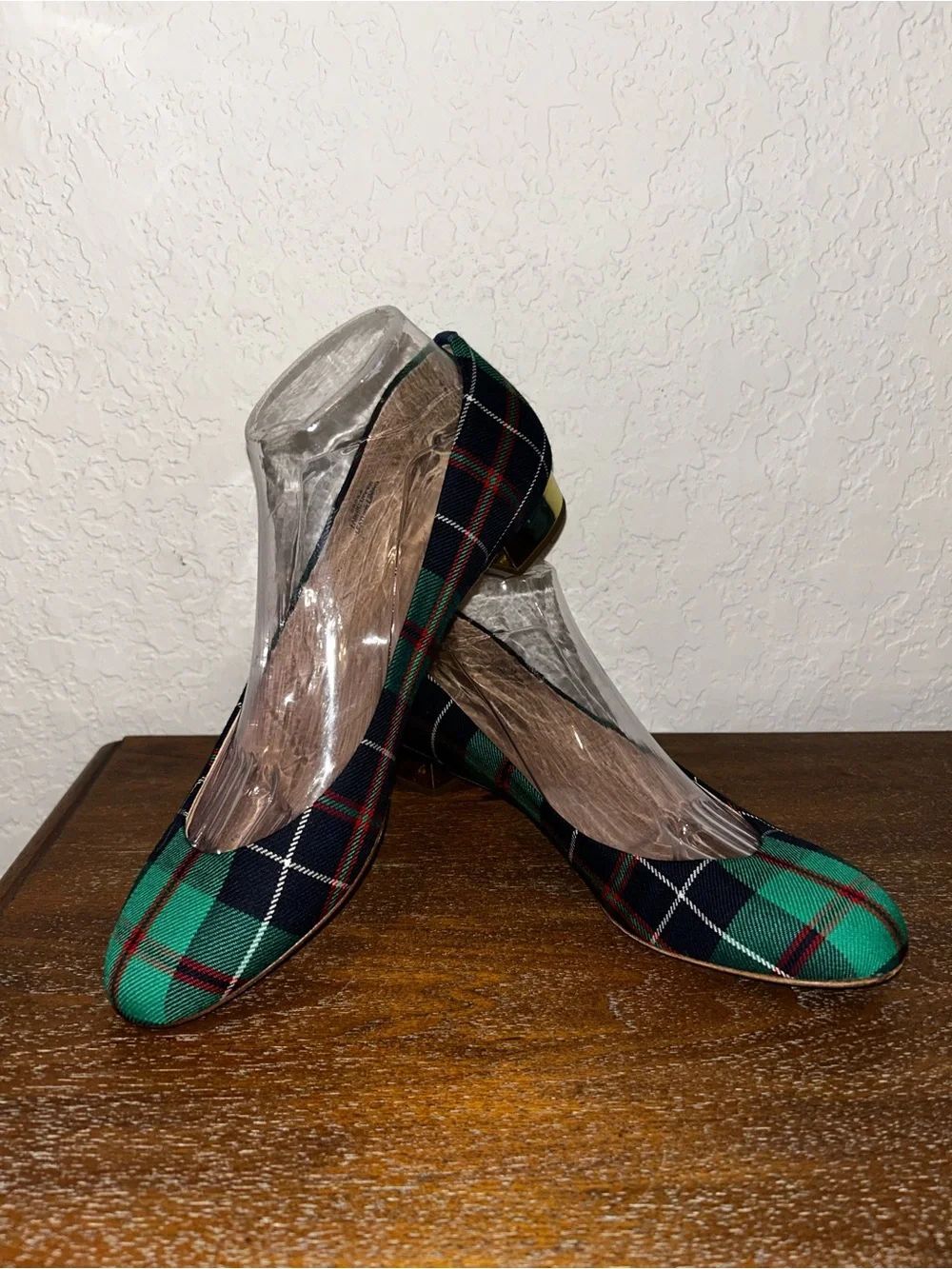 J.Crew Plaid Print Block Heel Round Toe Shoes
